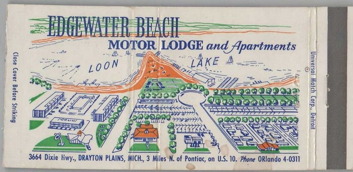Edgewater Beach Motor Lodge - Matchbook (newer photo)